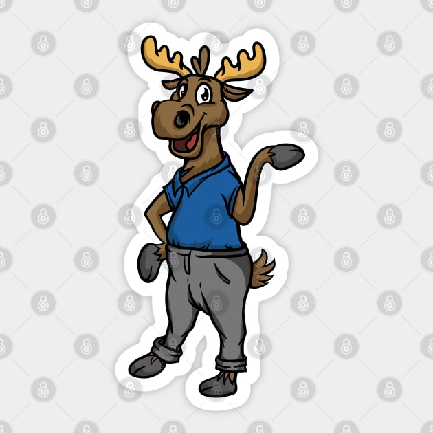 Cute Anthropomorphic Human like Cartoon Character Moose in Clothes